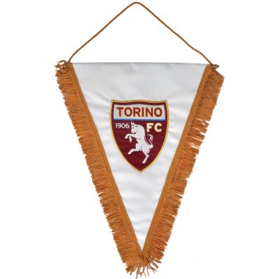 GAGLIARDETTO TRIANGOLARE GRANDE LOGO UFFICIALE TORINO FC RICAMATO 34X45 CM