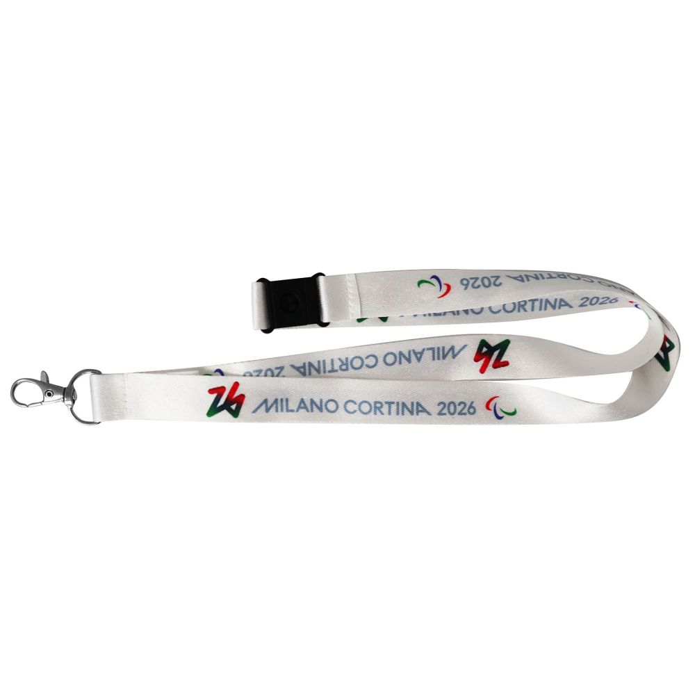 PORTAPASS NASTRO 20 MM GANCIO PARALYMPIC EMBLEMA COLORATO FONDO BIANCO