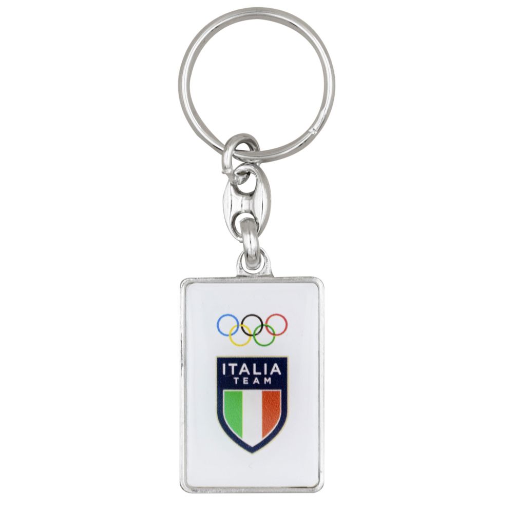PORTACHIAVI METALLO RETTANGOLARE STAMPATO OLYMPIC+ITALIA TEAM EMBLEMA FO