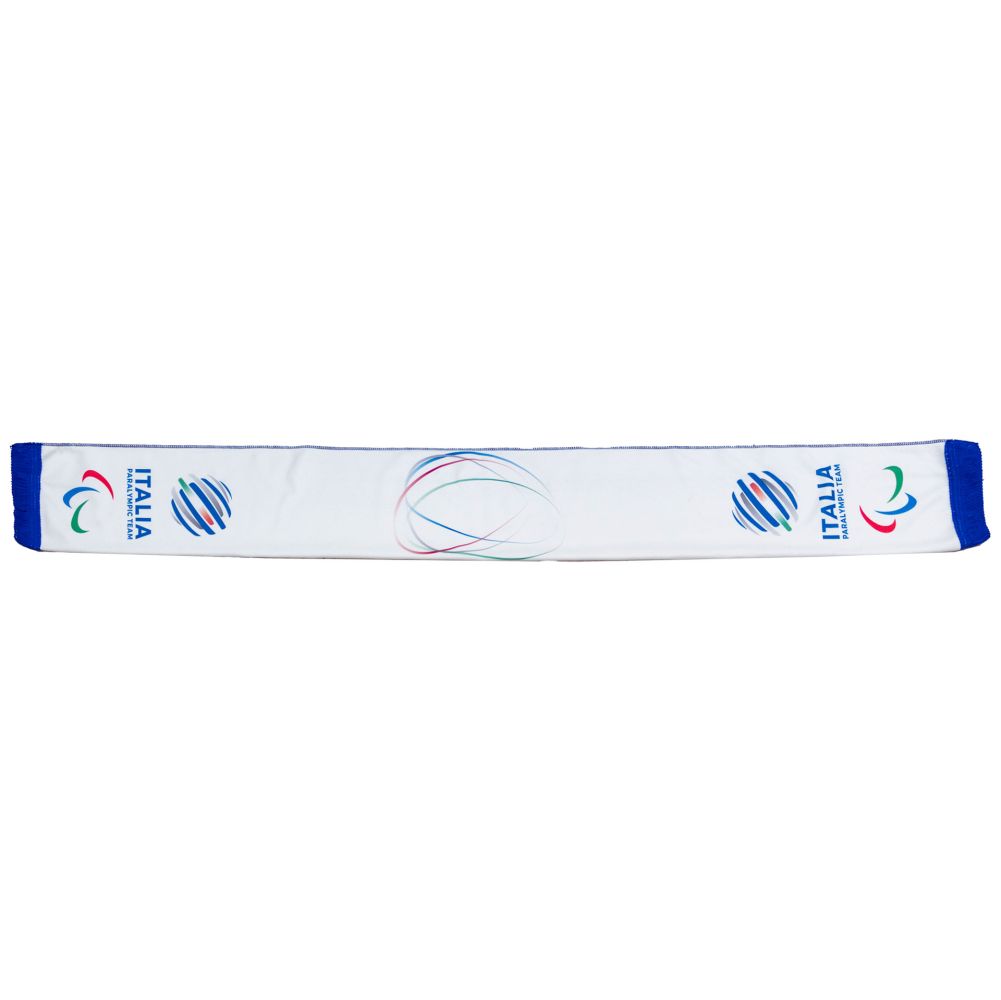 SCIARPA IN POLIPILE STAMPATA BIANCA 130X17CM PARALYMPIC+ITALIA PARALYMPI