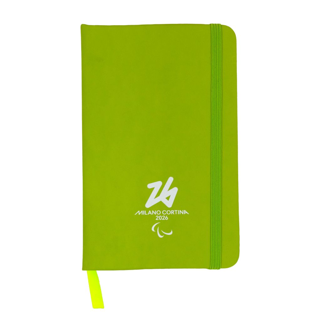 TACCUINO IN PU F.TO A6 FONDO VERDE CHIARO, 96 PAG. A RIGHE PARALYMPIC EM