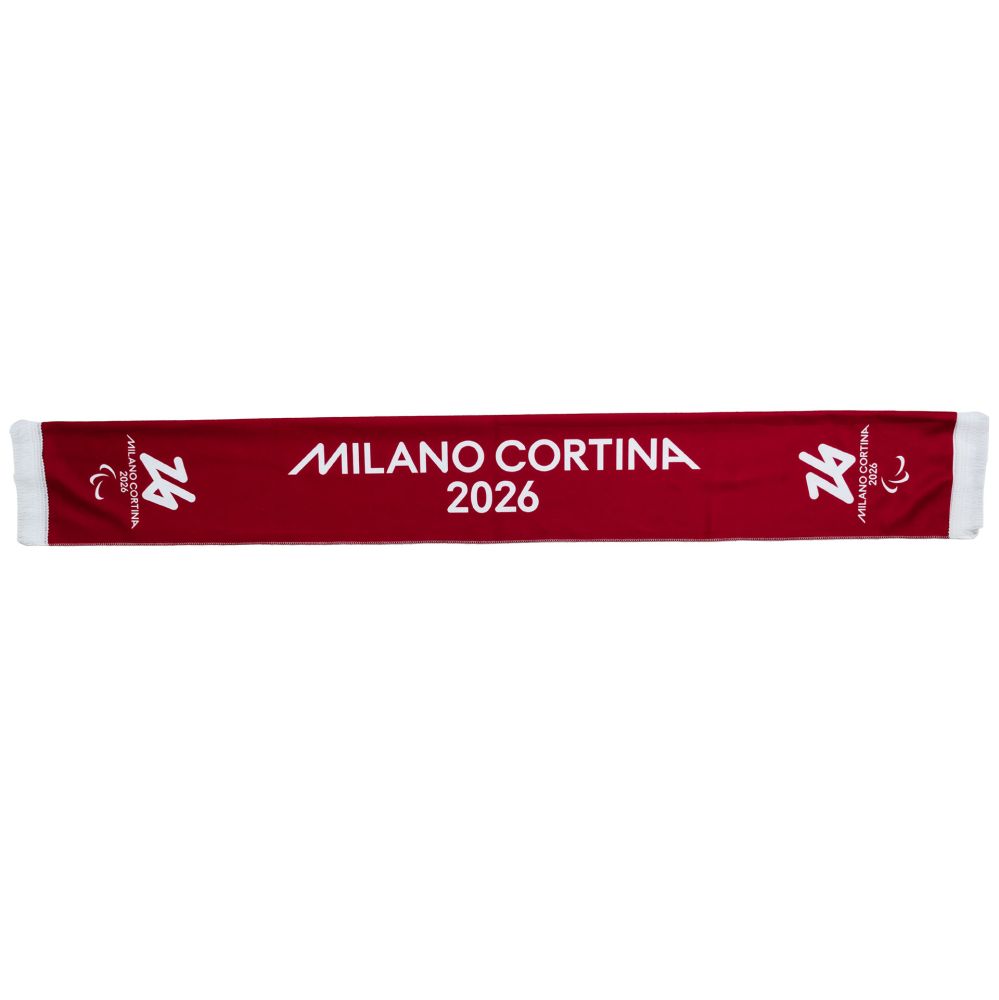 SCIARPA IN POLIPILE STAMPATA 130X17CM FONDO MAGENTA PARALYMPIC EMBLEMA B