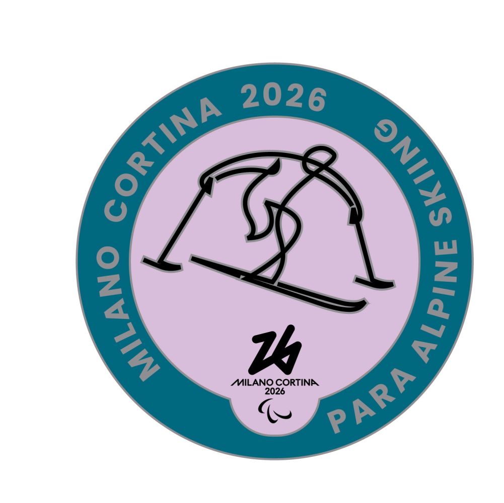 MC26 PARALYMPIC PICTOGRAM - PARA ALPINE SKIING SILVER METAL PIN 33MM X 3