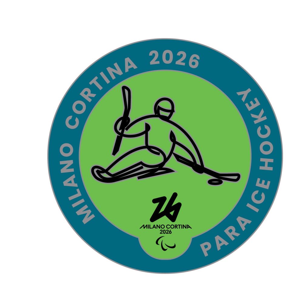 MC26 PARALYMPIC PICTOGRAM - PARA ICE HOCKEY SILVER METAL PIN 33MM X 33MM