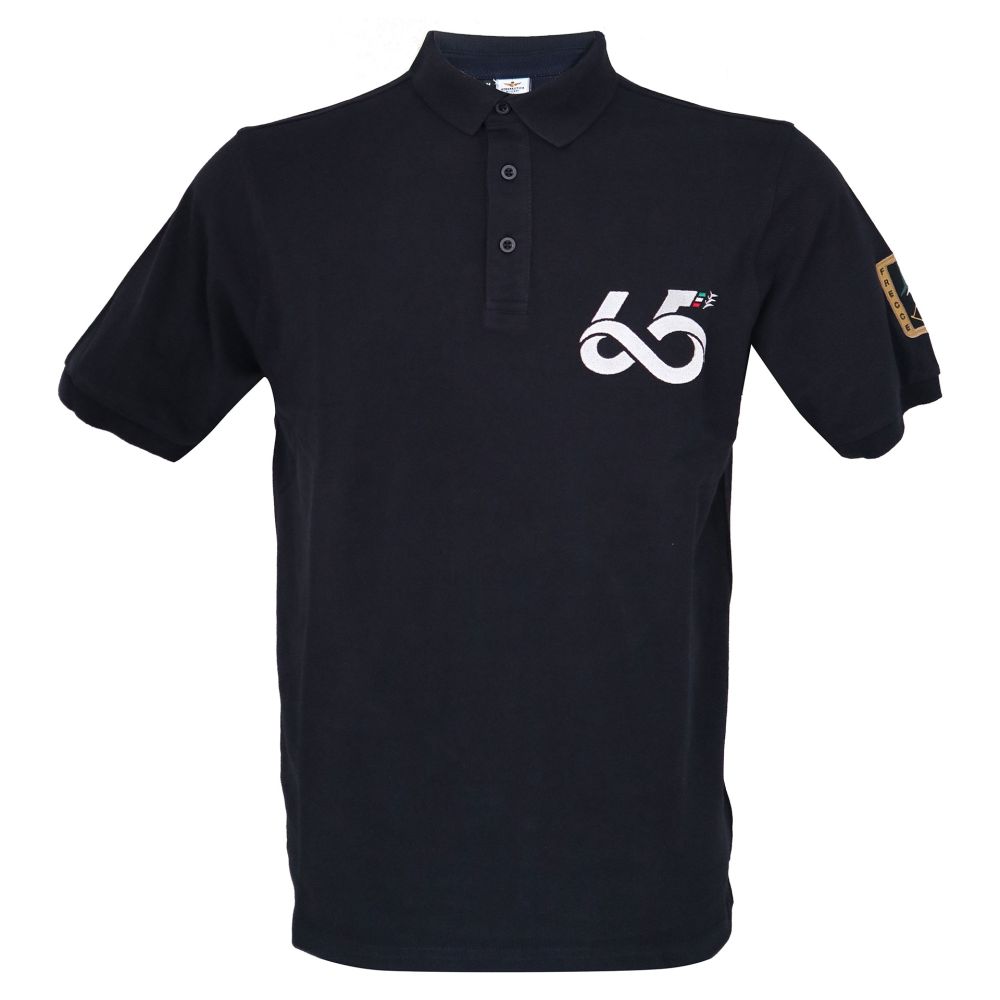 POLO BLU RICAMATA SU 3 LATI 65 ANNIVERSARIO FT