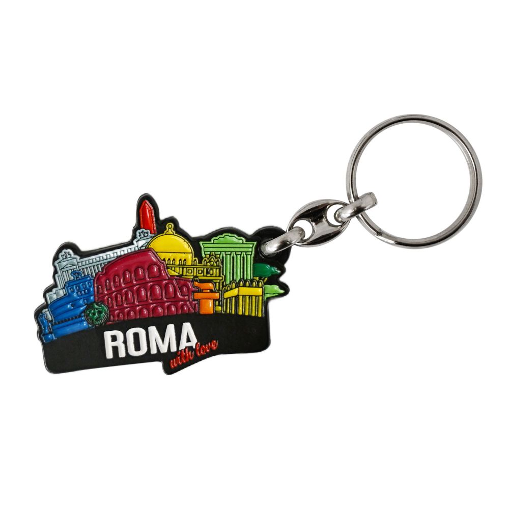 PORTACHIAVI IN METALLO RIFINITO A MANO ROMA WITH LOVE