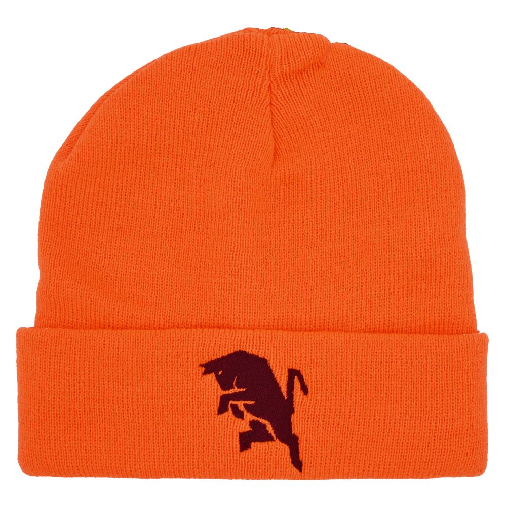 CAPPELLINO ACRILICO ARANCIO FLUO CON TORO GRANATA