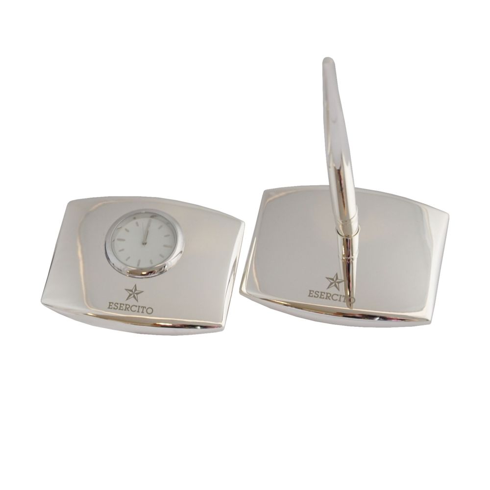 SET DUE PEZZI STILOFORO E OROLOGIO (SILVER PLATED) E.I.