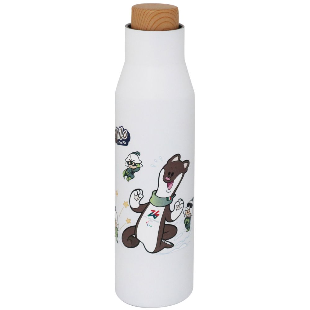 BORRACCIA TERMICA BIANCA TAPPO EFFETTO BAMBU' 500 ML PARALYMPIC MASCOT M