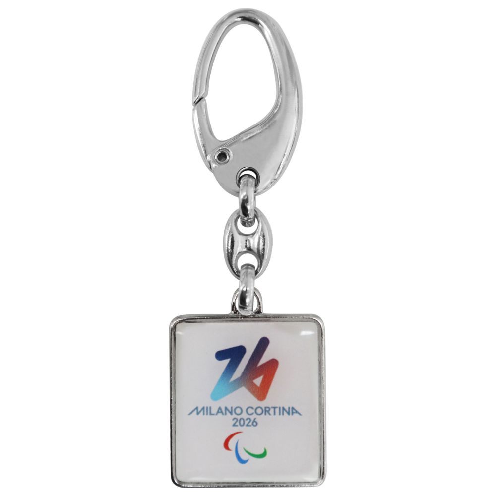 PORTACHIAVI METALLO RETTANGOLARE STAMPATO PARALYMPIC LOOK FONDO BIANCO