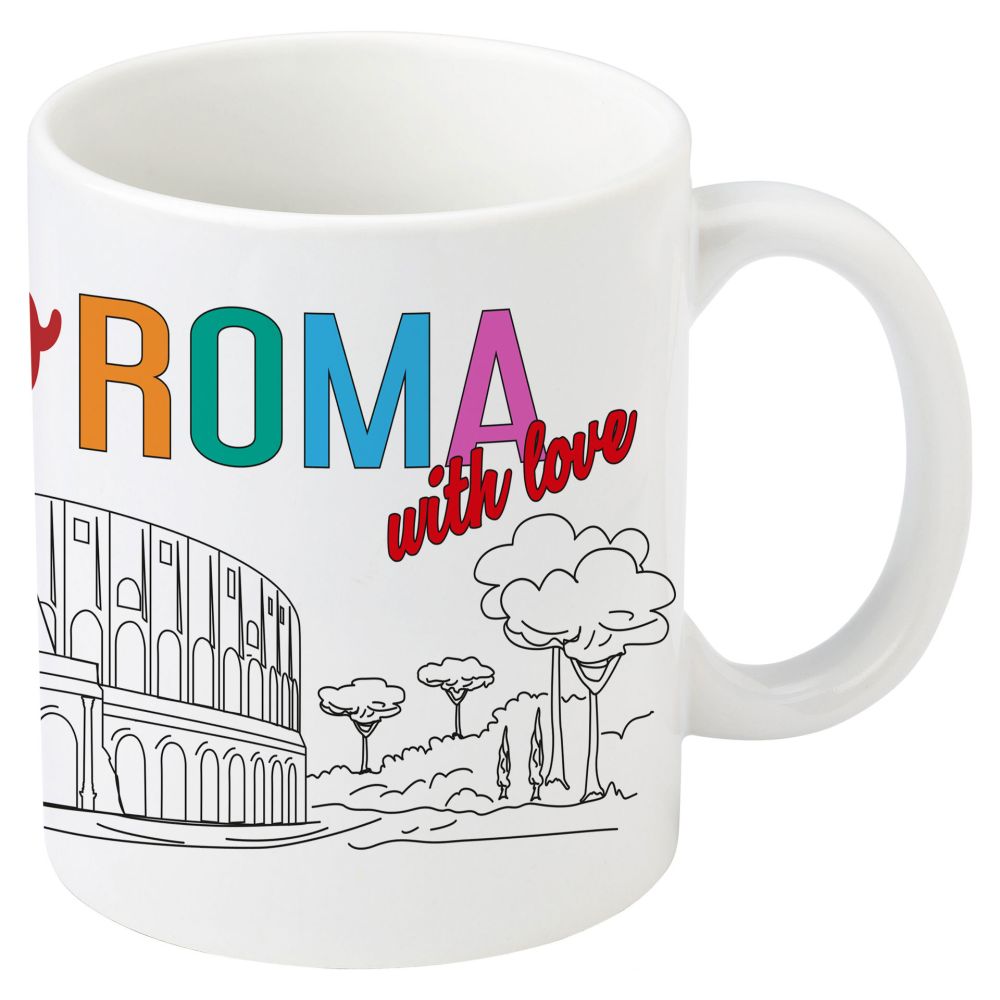 MUG IN CERAMICA STAMPATA DIAM 8.2 CM, H. 9.5 CM, ROMA WITH LOVE