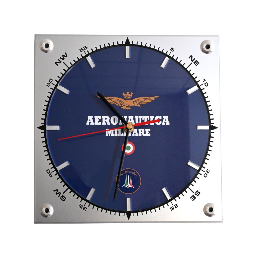 OROLOGIO DA PARETE IN ALLUMINIO ANODIZZATO E FONDO BLU