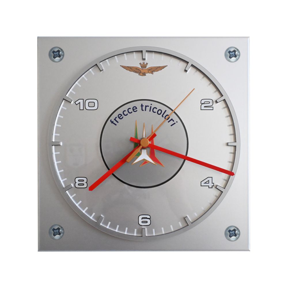 OROLOGIO DA PARETE IN ALLUMINIO ANODIZZATO SIMIL ARGENTO E PLEXIGLASS