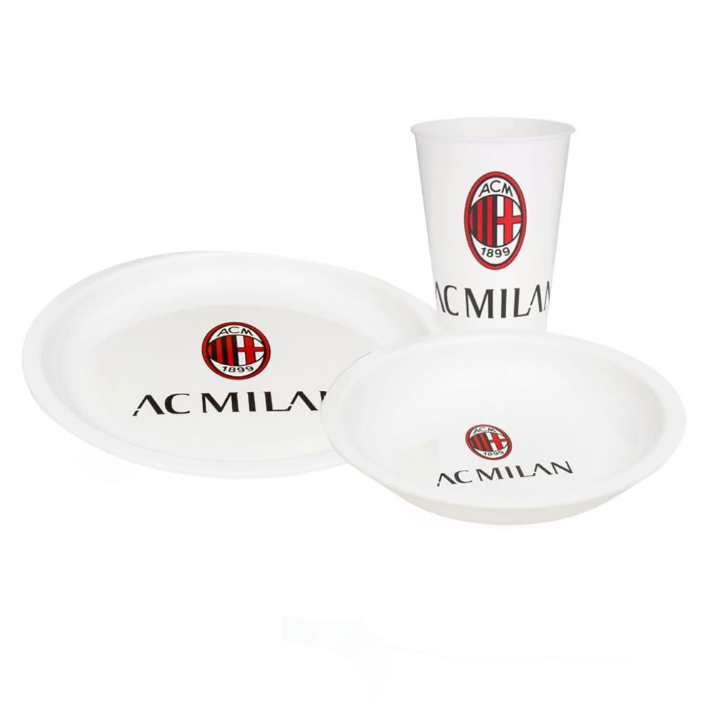 GIFT SET3 PEZZI PIATTO PIANO + FONDO + BICCHIERE F.C. INTER A.C. MILAN