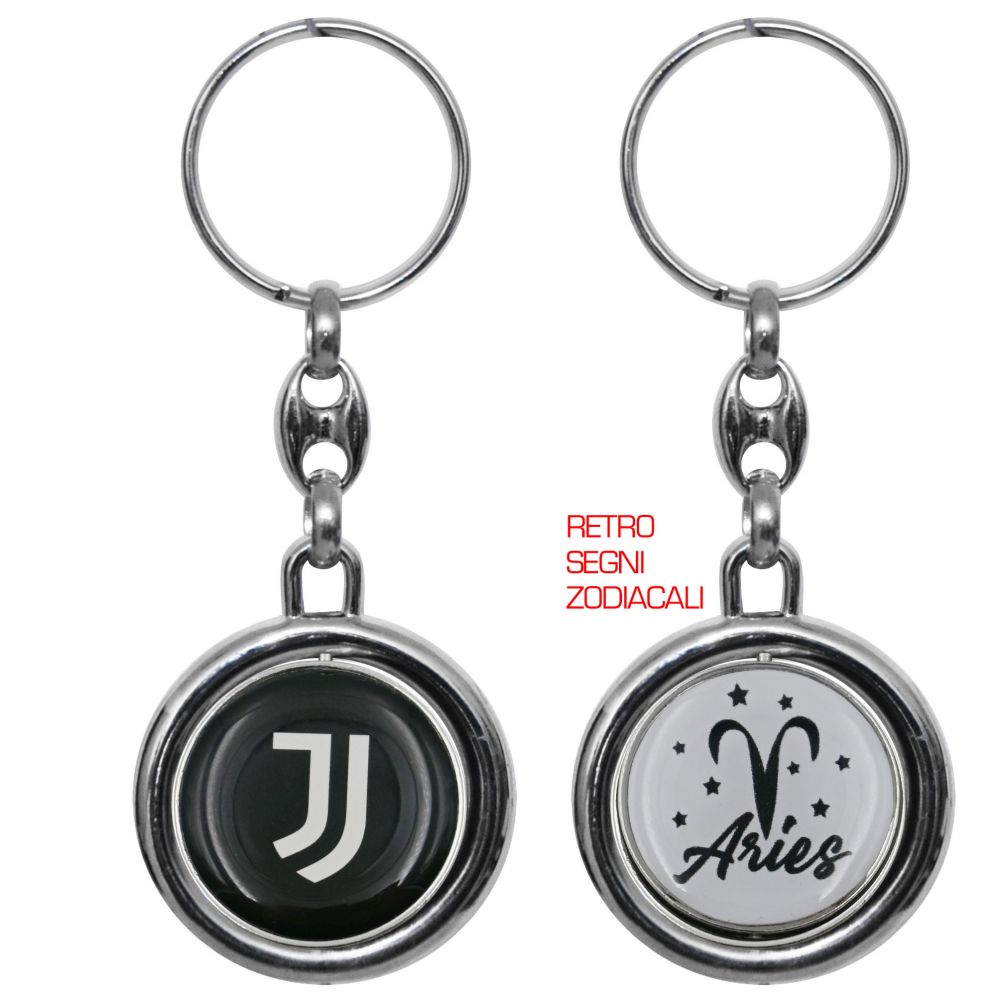 PORTACHIAVI GIREVOLE CON IL SEGNO ZODIACALE JUVENTUS