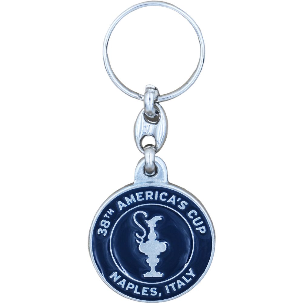 PORTACHIAVI AMERICA'S CUP 38 TONDO COPPA BLU NAVY IN METALLO SMALTATO