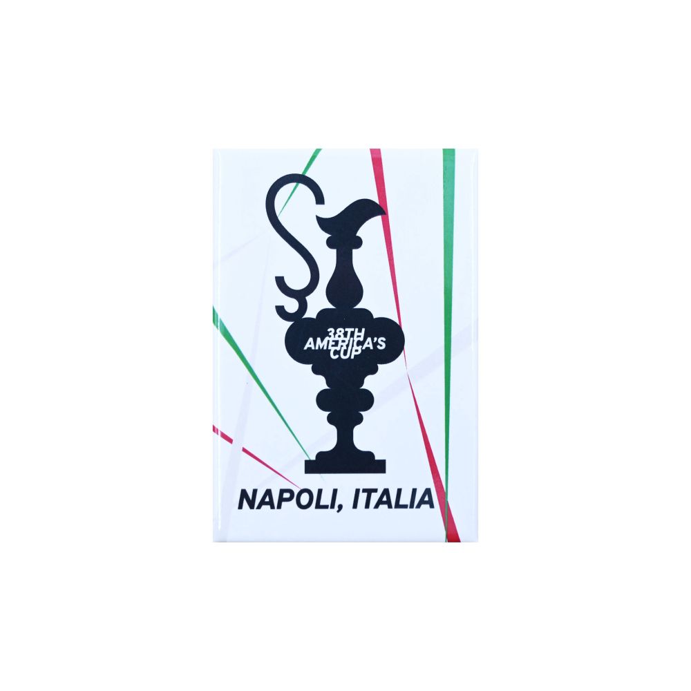 MAGNETE AMERICA'S CUP 38 RETTANGOLARE COPPA E LINEE TRICOLORE IN METALLO