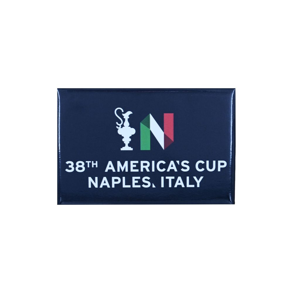 MAGNETE AMERICA'S CUP 38 RETTANGOLARE SFONDO BLU NAVY CON LOGO CLASSICO