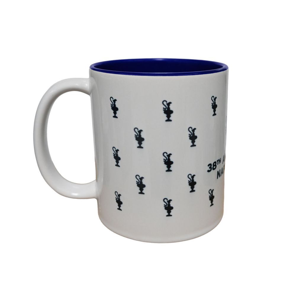 TAZZA AMERICA'S CUP 38 BIANCA CON LOGO CLASSICO E MONOGRAMMA IN CERAMICA