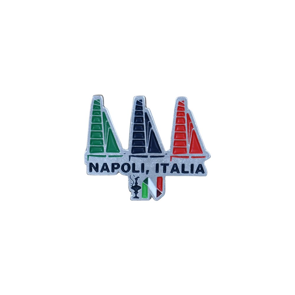 MAGNETE AMERICA'S CUP 38 SAGOMATO 3 BARCHE A VELA COPPA E N TRICOLORE IN