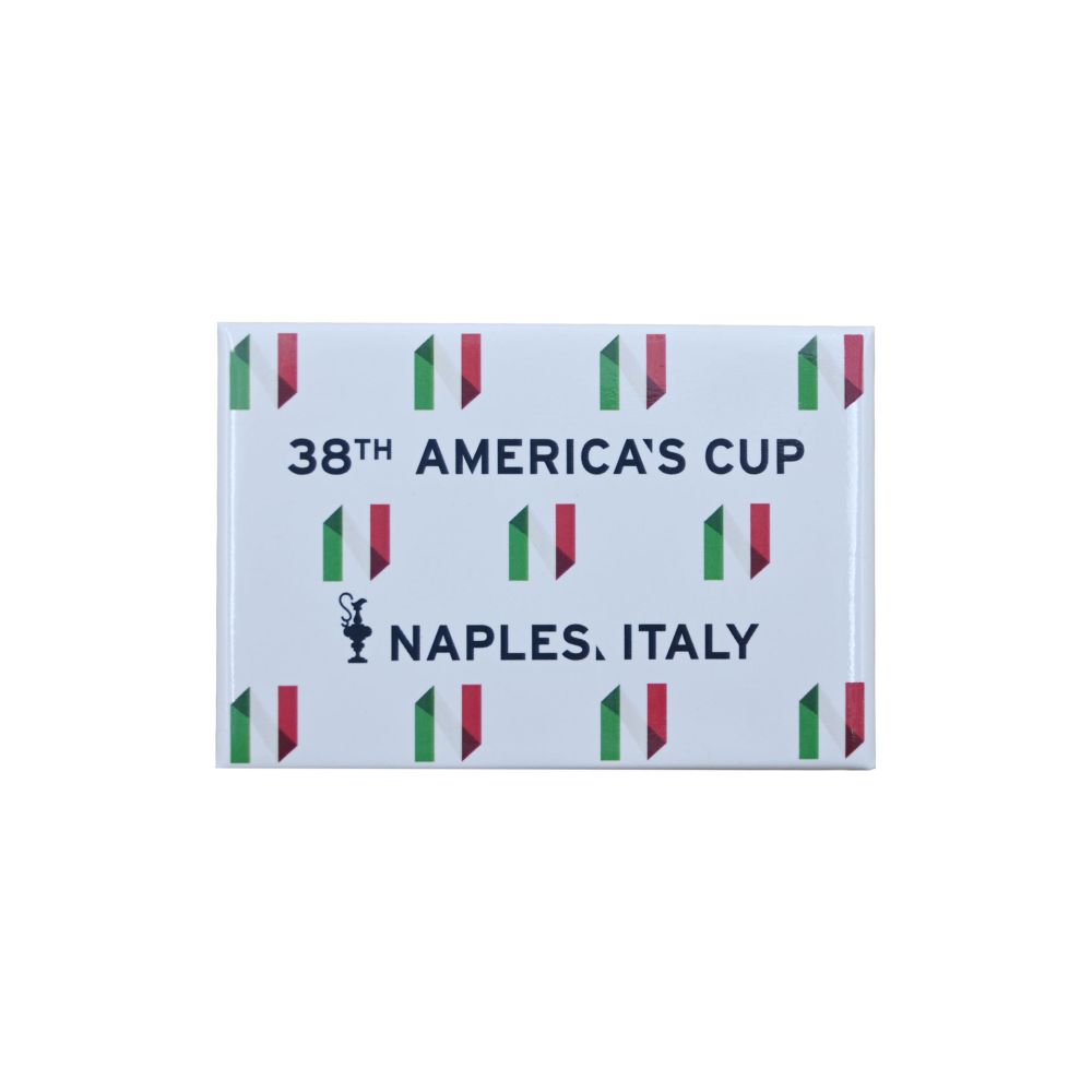 MAGNETE AMERICA'S CUP 38 RETTANGOLARE LOGO CLASSICO E MONOGRAMMA IN META