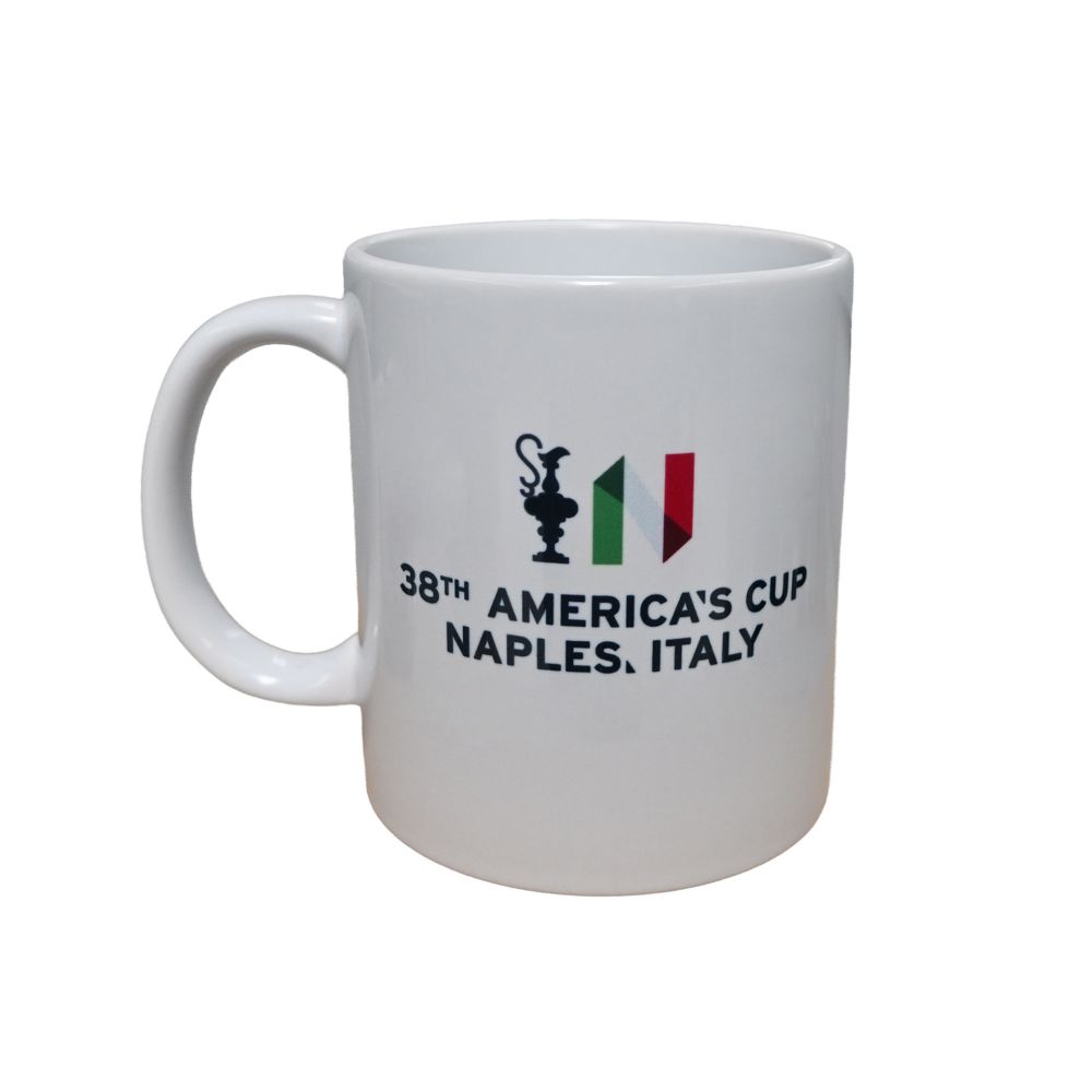 TAZZA AMERICA'S CUP 38 BIANCA CON LOGHI UFFICIALI IN CERAMICA