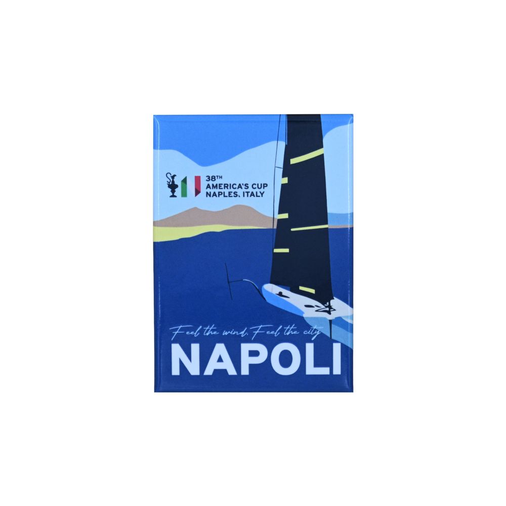 MAGNETE AMERICA'S CUP 38 RETTANGOLARE BARCA A VELA IN MARE CON SCRITTA N
