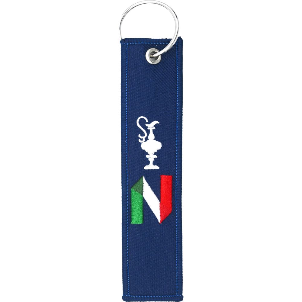 PORTACHIAVI AMERICA'S CUP 38 STOFFA BLU CON LOGHI E SCRITTA