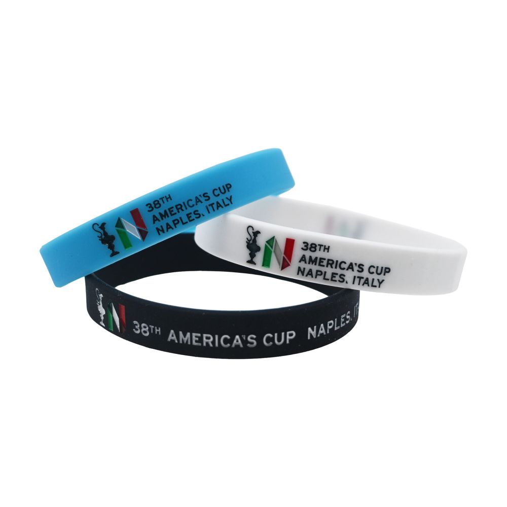 SET 3 BRACCIALETTI AMERICA'S CUP 38 BIANCO BLU NAVY E CELESTE IN SILICON