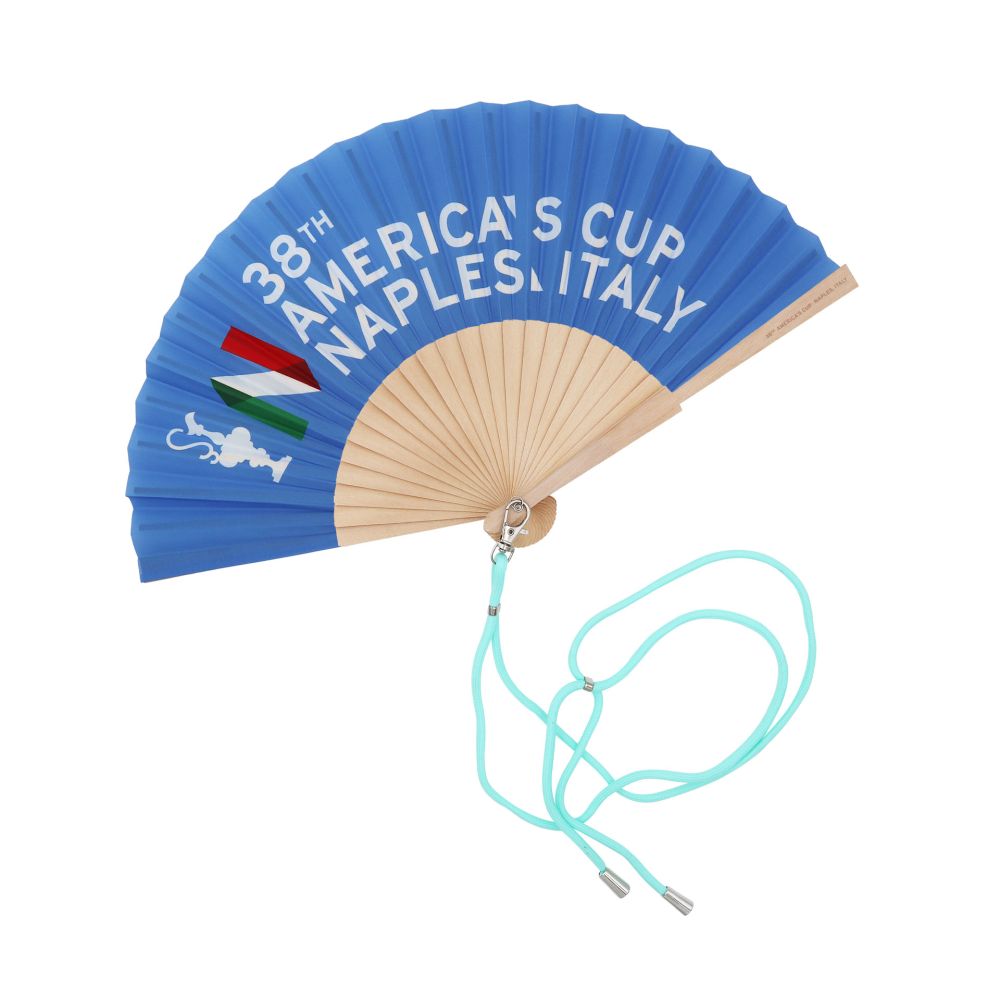 VENTAGLIO AMERICA'S CUP 38 LEGNO CELESTE COPPA N E SCRITTA CORDINO REGOL