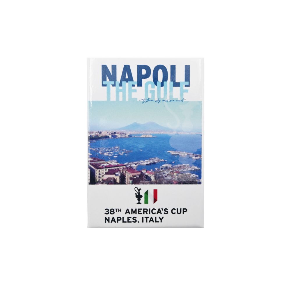 MAGNETE AMERICA'S CUP 38 RETTANGOLARE GOLFO CON SCRITTA NAPOLI IN METALL