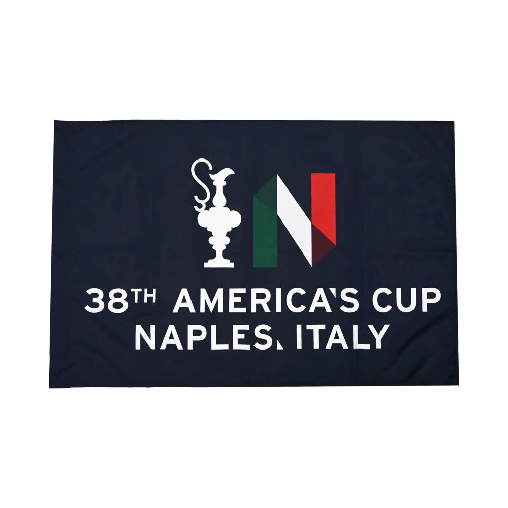 BANDIERA AMERICA'S CUP 38 BLU COPPA N E SCRITTA CON ASOLA PER ASTA