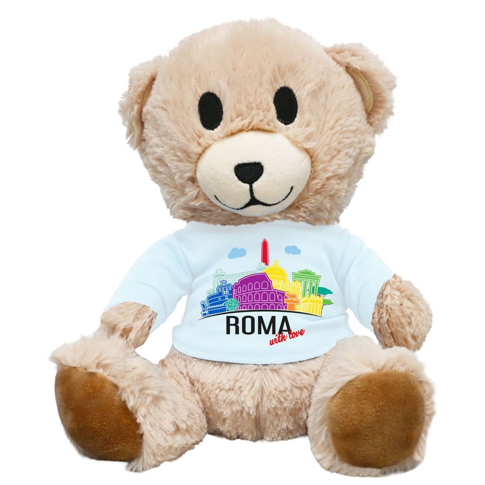ORSETTO DI PELUCHE H. 24 CM CON T-SHIRT PERSONALIZZATA ROMA WITH LOVE