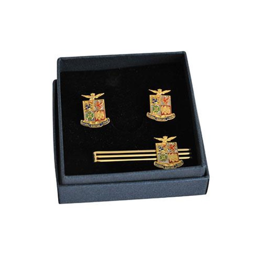 SET GEMELLI E FERMACRAVATTA CON LOGO SMALTATO A.M.