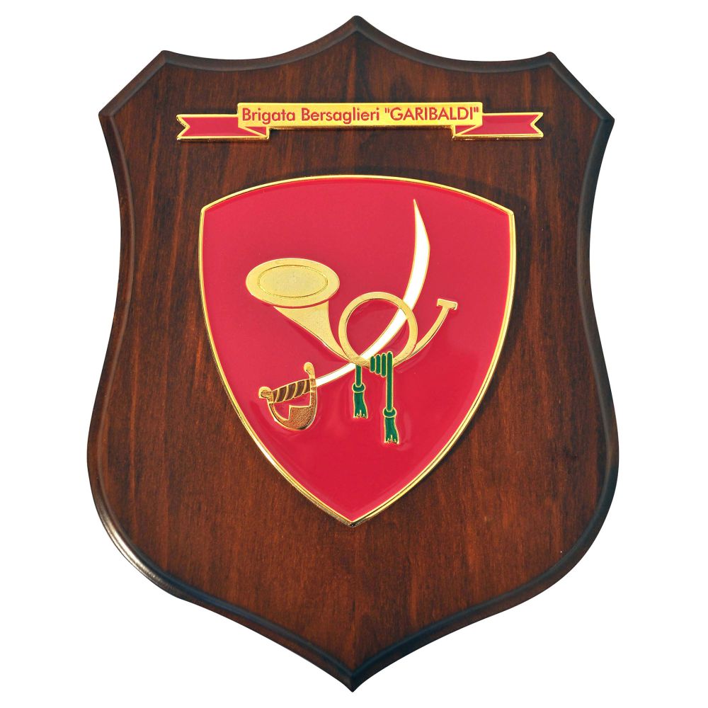 CREST ARALDICO CON STEMMA BRIGATA BERSAGLIERI GARIBALDI 22,5X17,5 CM ESERCITO