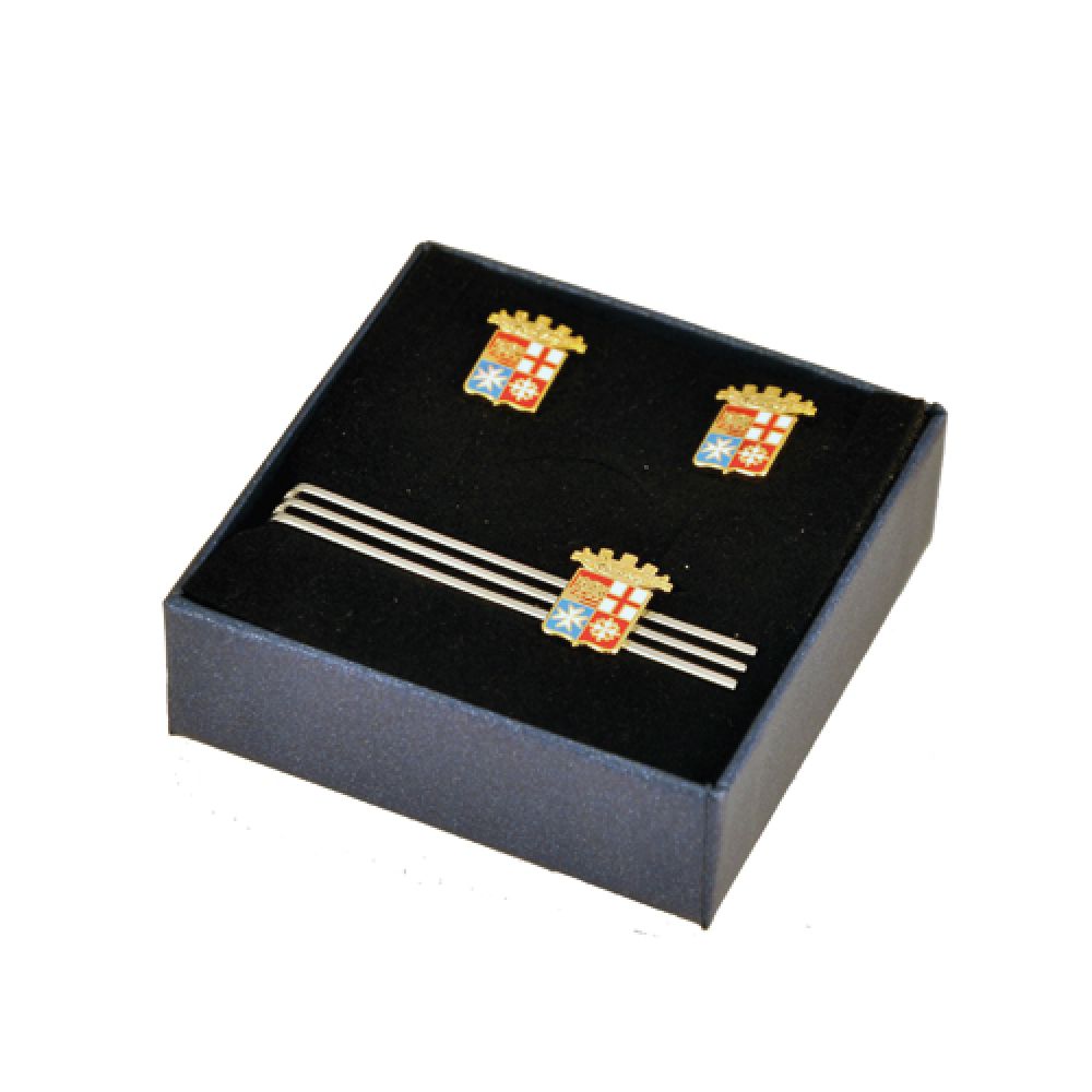 SET GEMELLI E FERMACRAVATTA IN SMALTO LEVIGATO M.M.