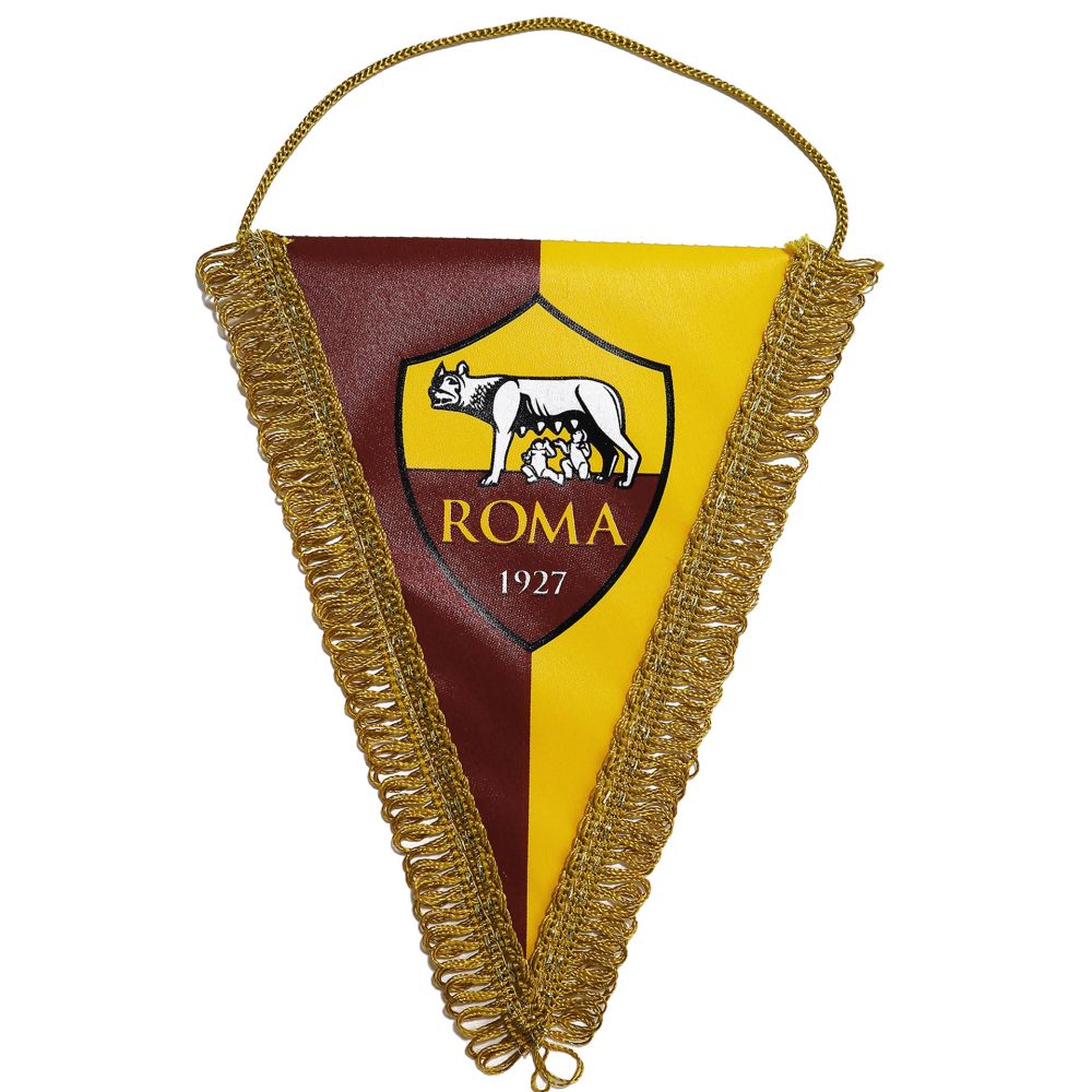 GAGLIARDETTO TRIANGOLARE 25X35 CM GIALLOROSSO CON STEMMA AS ROMA