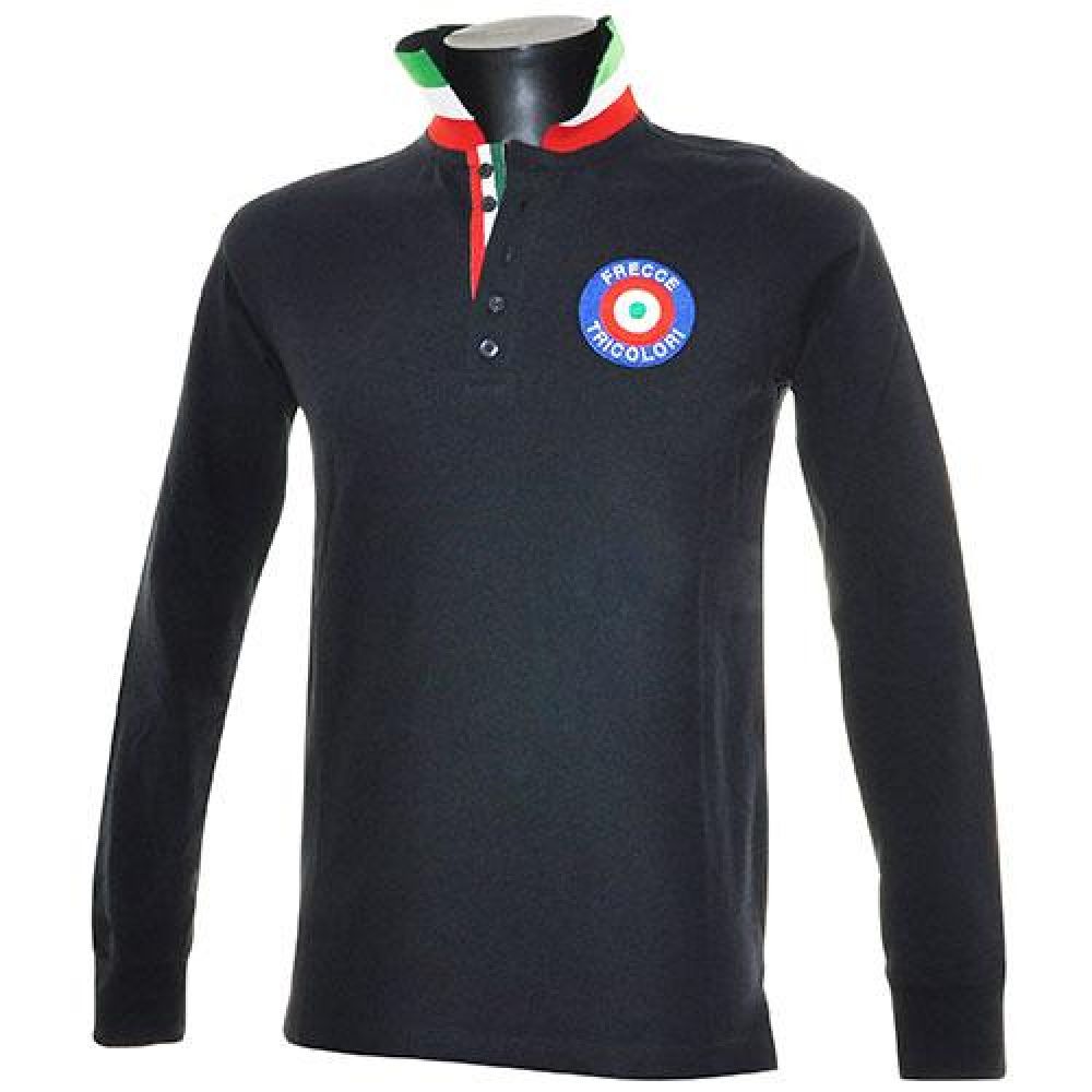 POLO IN COTONE MANICHE LUNGHE BLU FRECCE TRICOLORI