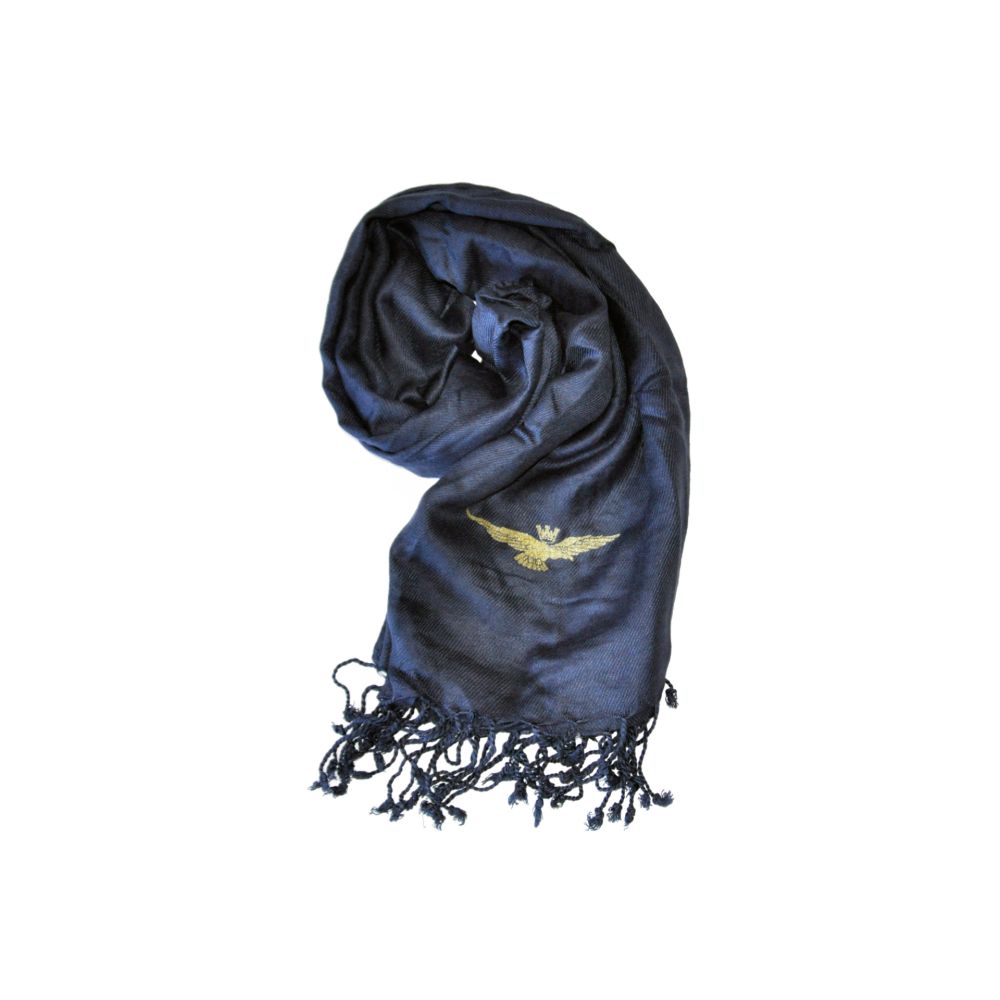 PASHMINA BLU CON AQUILA DORATA