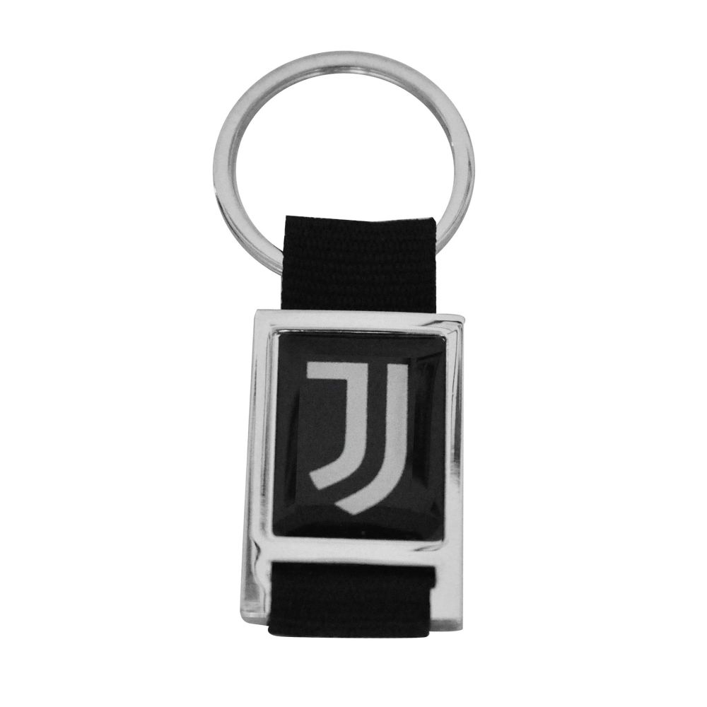 PORTACHIAVI IN METALLO E STOFFA LOGO UFFICIALE JUVENTUS