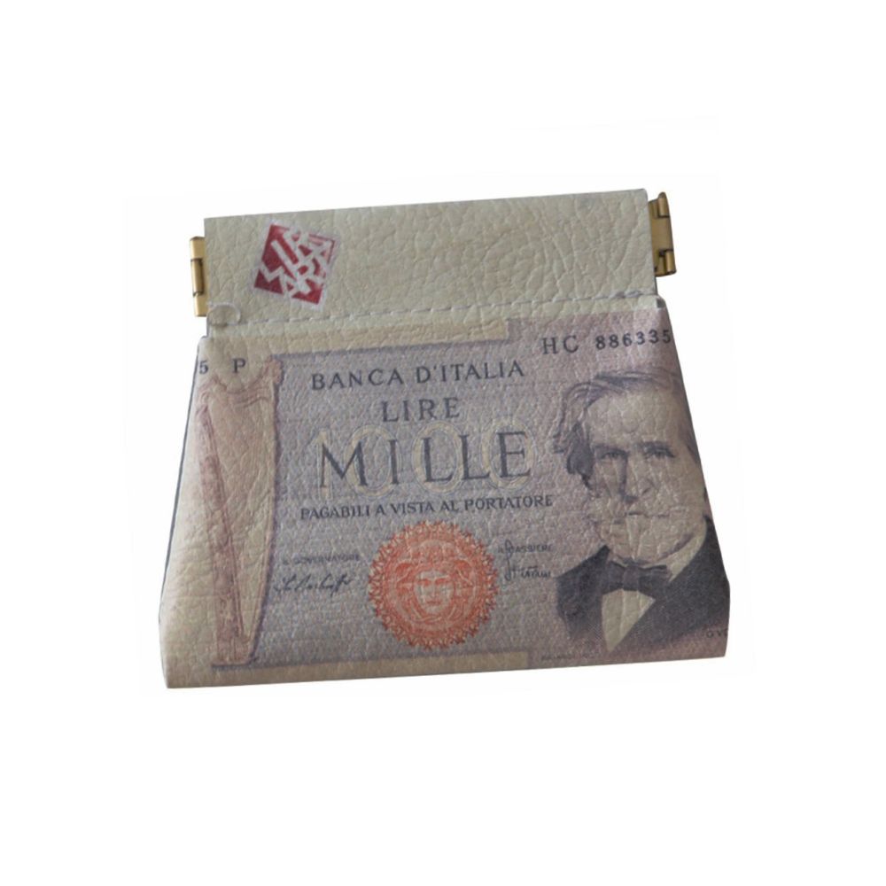 PORTAMONETE ECOPELLE STAMPA MILLE LIRE