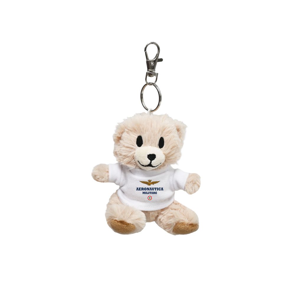PORTACHIAVI ORSETTO PELUCHE H 8 CM T-SHIRT BIANCA AERONAUTICA MILITARE