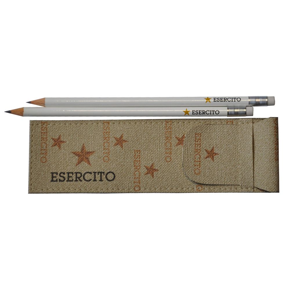 SET 2 MATITE IN ASTUCCIO DI ECOPELLE JUTA ESERCITO