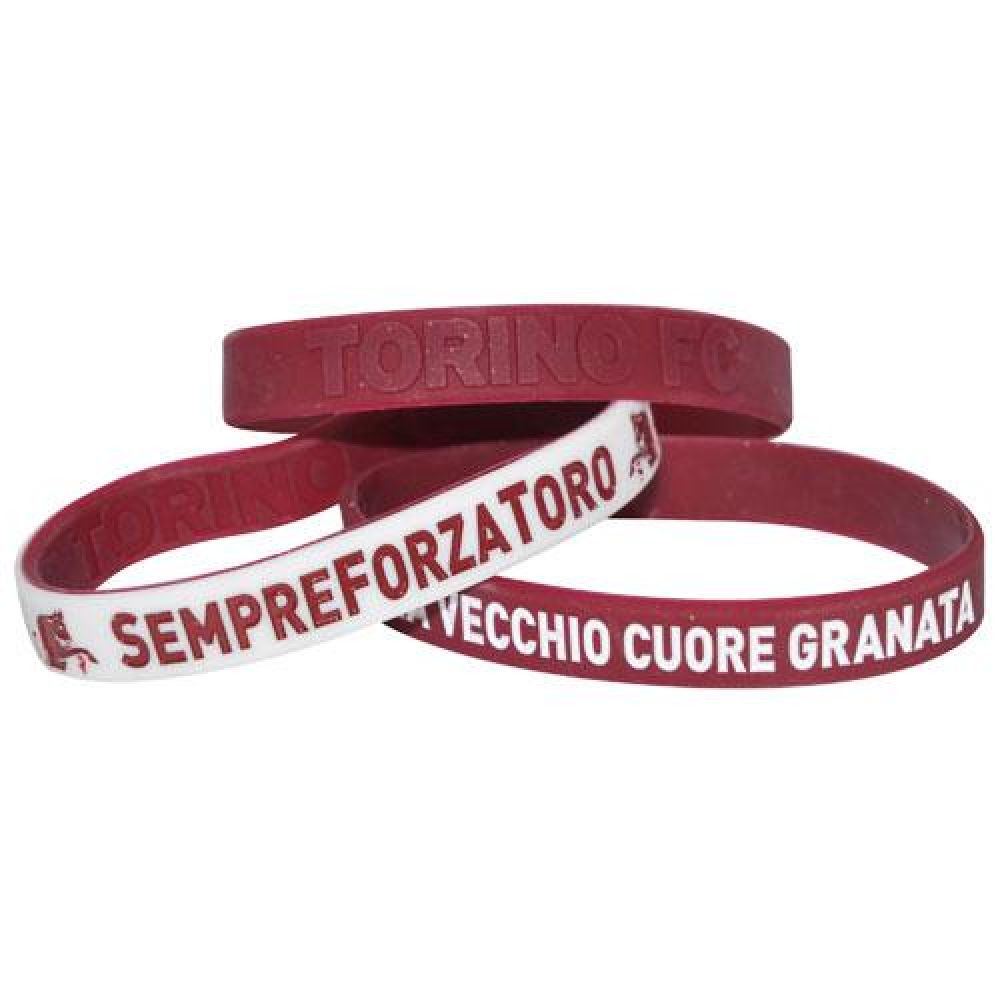 KIT 3 BRACCIALETTI IN SILICONE GRANDI BIANCO E GRANATA