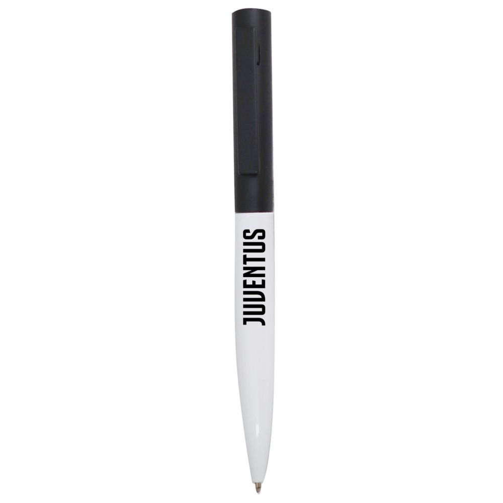 PENNA A SFERA IN METALLO CON FUSTO BIANCO E CLIP NERA IN TUBO TRASPARENT