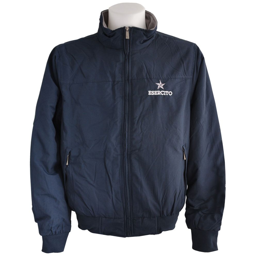 GIUBBINO ANTIVENTO BLU NAVY RICAMO FRONTALE CON RIB ELASTICIZZ, DUE TASCHE, INTERNO IMBOTTITO ESERCITO ITALIANO