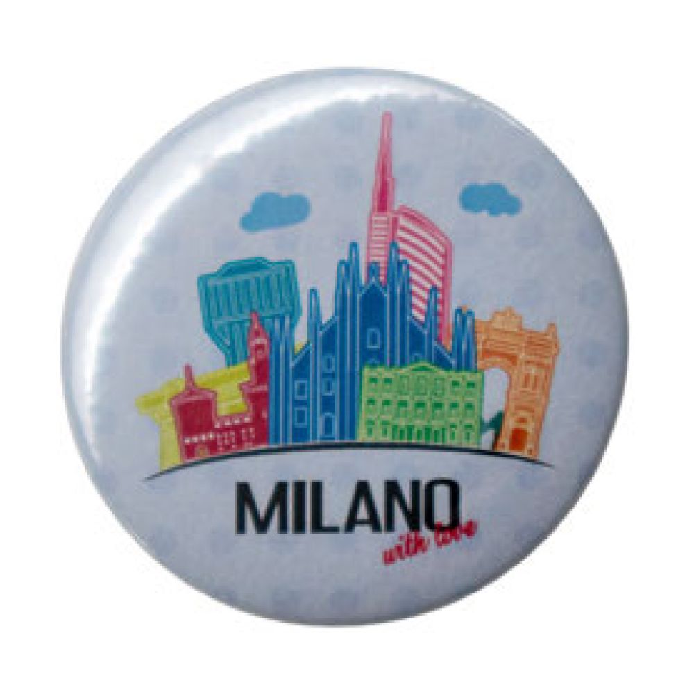 MAGNETE ROTONDO STAMPATO E PLASTIFICATO DIAM.5 CM MILANO WITH LOVE