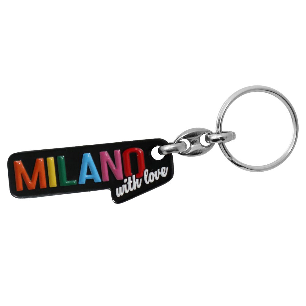 PORTACHIAVI IN METALLO RIFINITO A MANO SCRITTA MILANO WITH LOVE