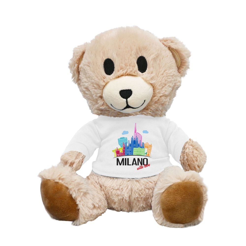 ORSETTO DI PELUCHE 100% POLIESTERE H. 17 CM CON T-SHIRT MILANO WITH LOVE