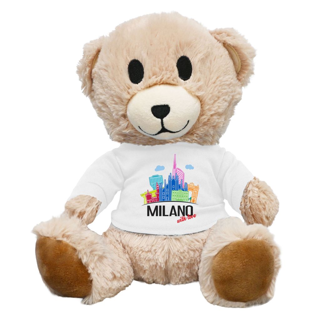 ORSETTO DI PELUCHE 100% POLIESTERE H. 24 CM CON T-SHIRT MILANO WITH LOVE
